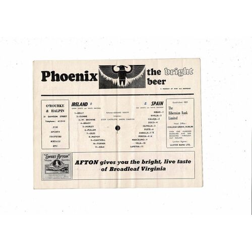 1964 Republic of Ireland v Spain Football Programme