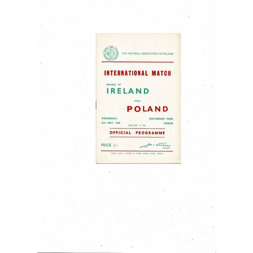 1968 Republic of Ireland v Poland Football Programme