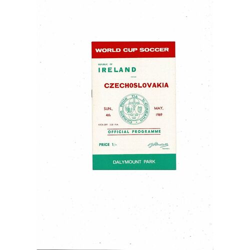 1969 Republic of Ireland v Czechoslovakia Football Programme