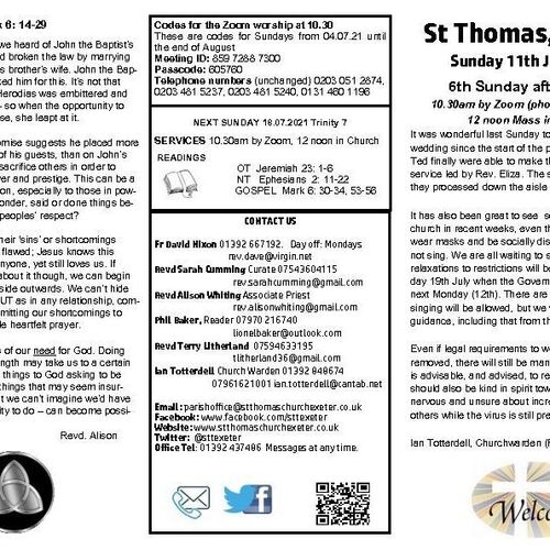 Pew Sheet | The Parish of St Thomas, Exeter