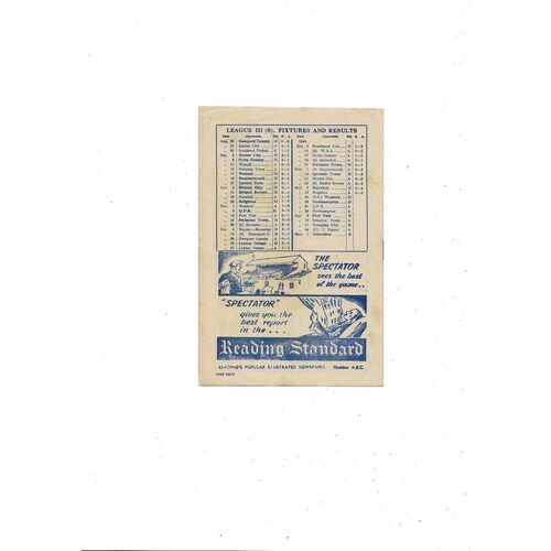 1947/48 Reading v Watford Football Programme