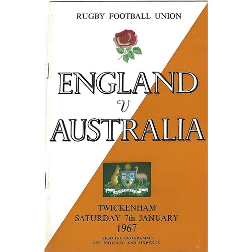 1967 England v Australia (07/01/1967) International Rugby Union Programme