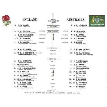 1967 England v Australia (07/01/1967) International Rugby Union Programme