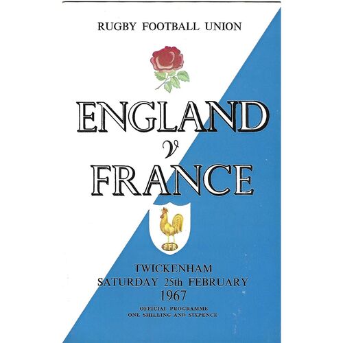 1967 England v France Five Nations Rugby Union Programme