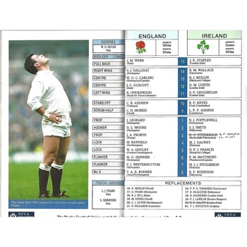 1992 England v Ireland Five Nations Rugby Union Programme