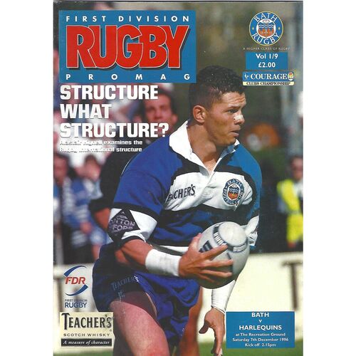 Bath Home Rugby Union Programmes