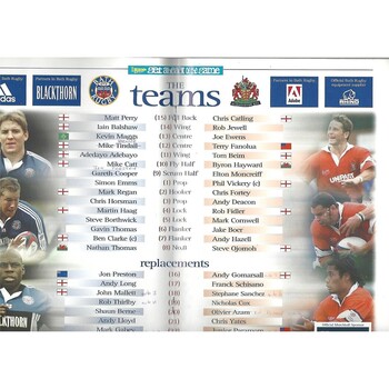 2000/01 Bath v Gloucester Tetley's Bitter Cup Fourth Round Rugby Union Programme