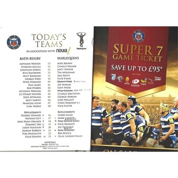 2013/14 Bath v Harlequins (21/12/2013) Rugby Union Programme