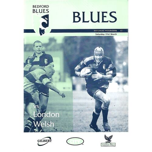 2000/01 Bedford Blues v London Welsh (31/03/2001) Rugby Union Programme