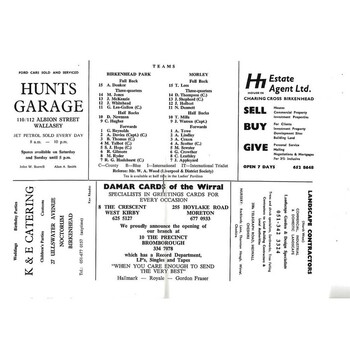 1974/75 Birkenhead Park v Morley (04/01/1975) Rugby Union Programme