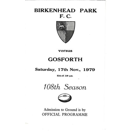 Birkenhead Park Home Rugby Union Programmes