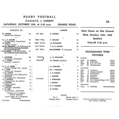 Cardiff/Cardiff Blues Away Rugby Union Programmes