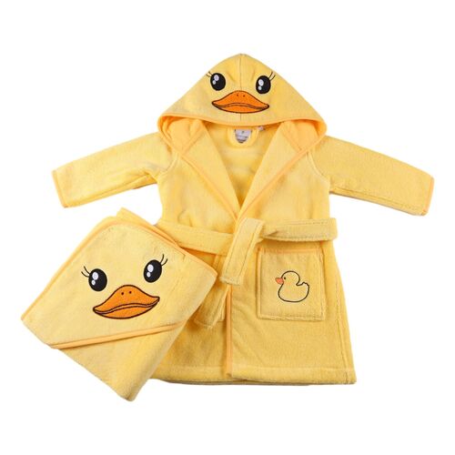 Duck Bathrobe & Hooded Towel Set - Yellow
