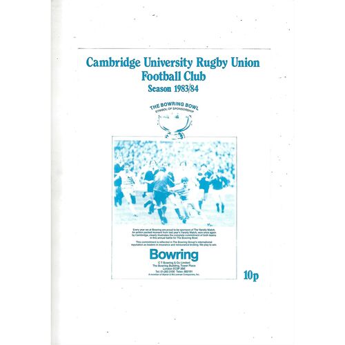 1983/84 Cambridge University v Leicester (12/11/1983) Rugby Union Programme