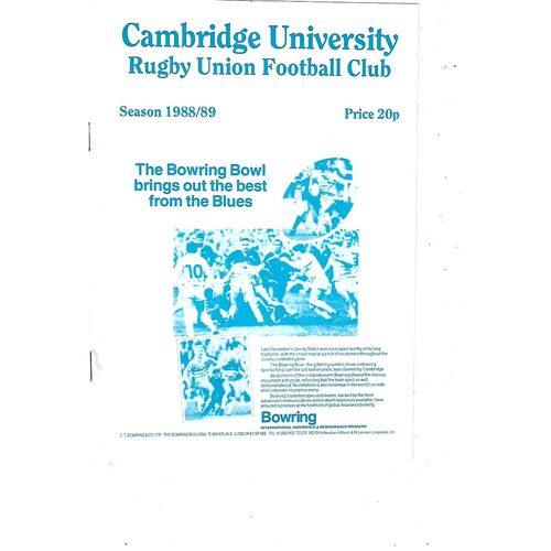 Bedford/Bedford Blues Away Rugby Union Programmes