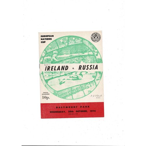 1974 Republic of Ireland v Russia Football Programme