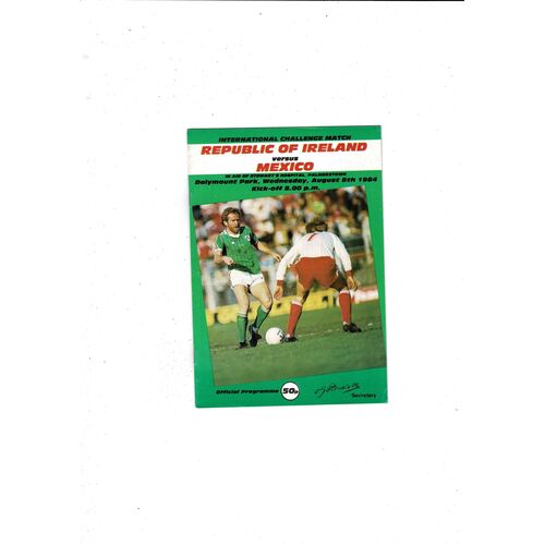 1984 Republic of Ireland v Mexico Football Programme