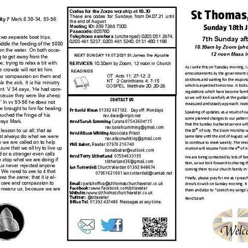 Pew Sheet | The Parish of St Thomas, Exeter