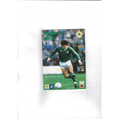 1988 Republic of Ireland v Yugoslavia Football Programme