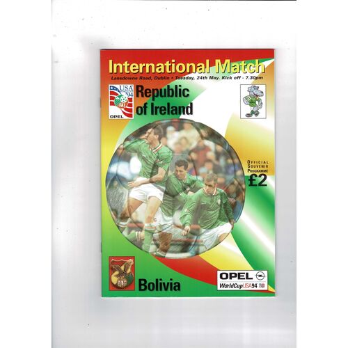1994 Republic of Ireland v Bolivia Football Programme