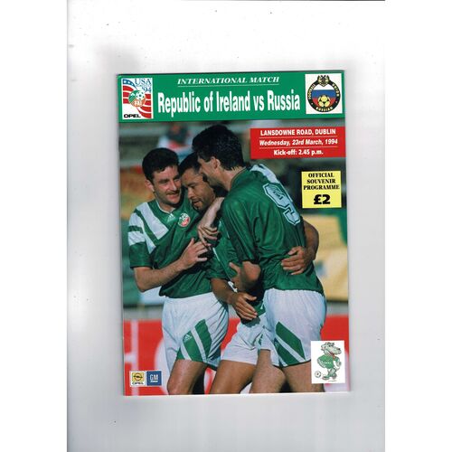 1994 Republic of Ireland v Russia Football Programme