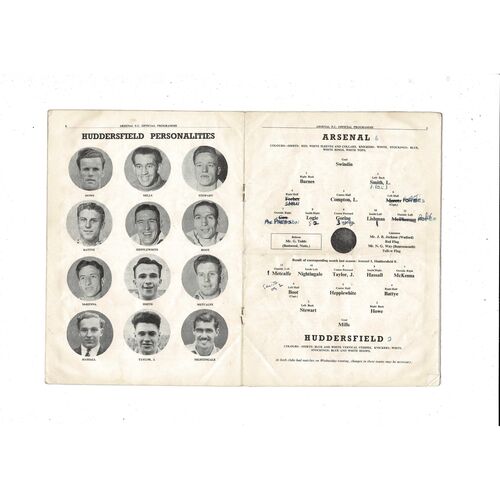 1950/51 Arsenal v Huddersfield Town Football Programme
