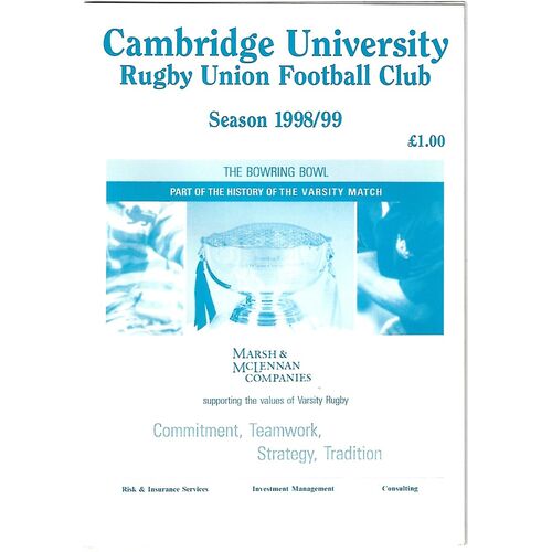 1998/99 Cambridge University v M.R Steele-Bodger's XV (25/11/1998) Rugby Union Programme
