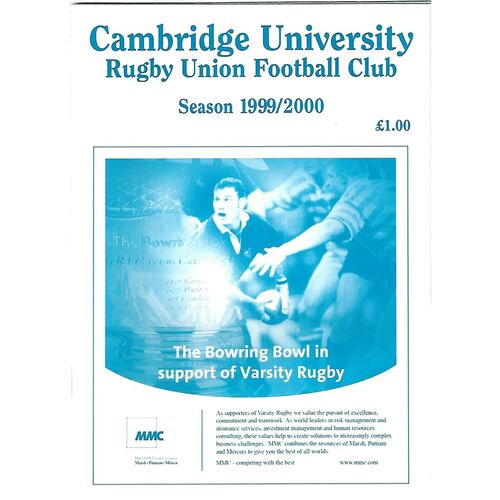 1999/00 Cambridge University v Penguins (01/03/2000) Rugby Union Programme