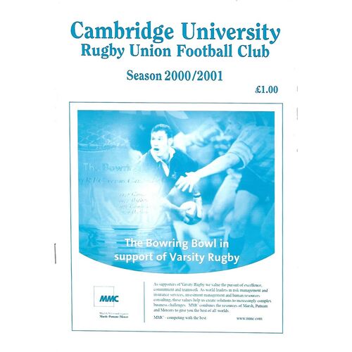 2000/01 Cambridge University (Past & Present) v Alastair Hignell XV (07/03/2001) Rugby Union Programme