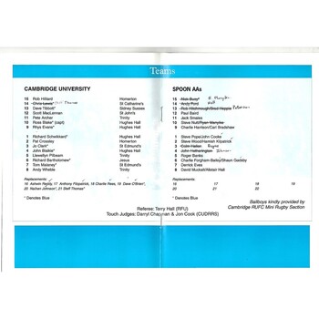 2006/07 Cambridge University v Spoon AA's (28/02/2007) Rugby Union Programme & Spoon AA's 2006/07 Season Brochure