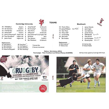 2009/10 Cambridge University v Blackheath (07/10/2009) Rugby Union Programme