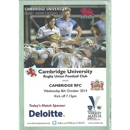 2014/15 Cambridge University v Cambridge (08/10/2014) Rugby Union Programme & 2014 Home Fixture List