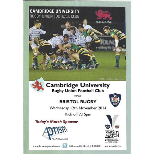 2014/15 Cambridge University v Bristol Rugby (12/11/2014) Rugby Union Programme
