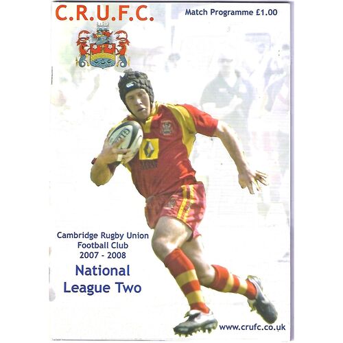 2007/08 Cambridge v Rotherham Titans 4th Round EDF National Trophy (12/01/2008) Rugby Union Programme