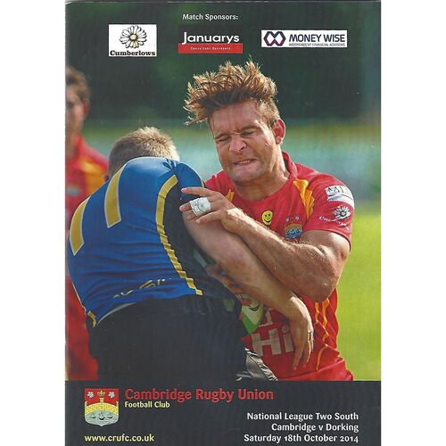 2014/15 Cambridge v Dorking (18/10/2014) Rugby Union Programme