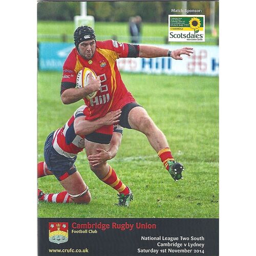 2014/15 Cambridge v Lydney (01/11/2014) Rugby Union Programme