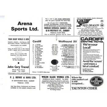 1976/77 Cardiff v Wolfhound XV (11/09/1976) Rugby Union Programme