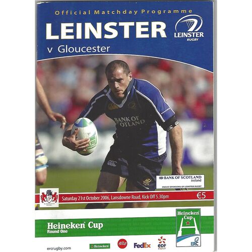 2006/07 Leinster v Gloucester Heineken Cup 1st Round (21/10/2006) Rugby Union Programme & Brian O'Driscoll Pullout