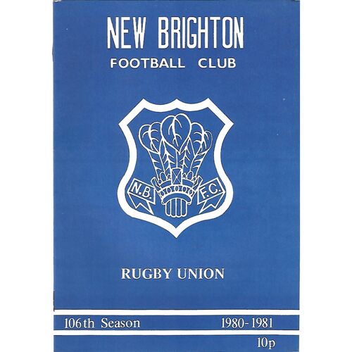 1980/81 New Brighton v Rugby (01/11/1980) Rugby Union Programme