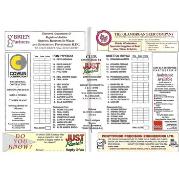 1996/97 Pontypridd v Benetton Treviso Heineken Cup Group Match (12/10/1996) Rugby Union Programme