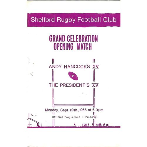 Shelford Home Rugby Union Programmes