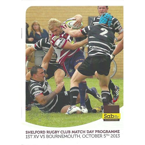 2013/14 Shelford v Bournemouth (05/10/2013) Rugby Union Programme