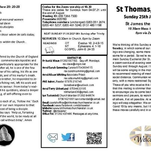 Pew Sheet | The Parish of St Thomas, Exeter