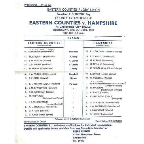 County Championship Rugby Union Programmes