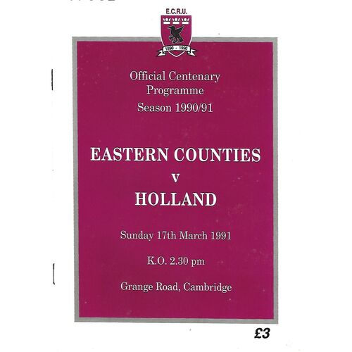 Holland/Netherlands Rugby Union Programmes