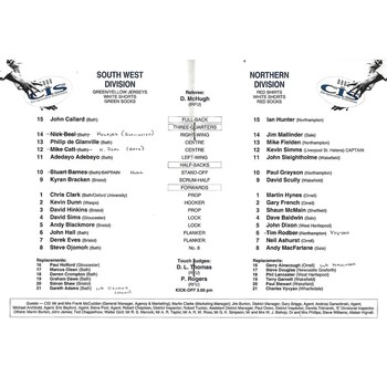 1993/94 Southwest v Northern (23/10/1993) Divisional Championship Rugby Union Programme