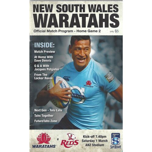 New South Wales Waratahs Home Rugby Union Programmes