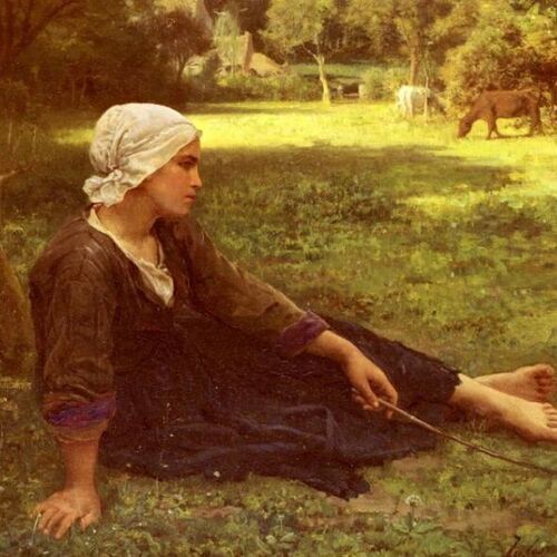 Girl Guarding the Cows