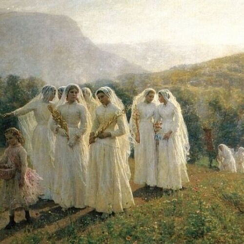 Young Women Going to a Procession