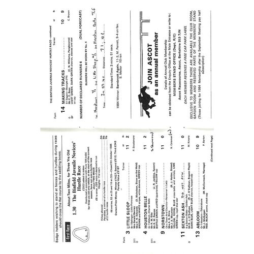 1985 Ascot Horse Racing Racecard (30/10/1985) Metropole Day